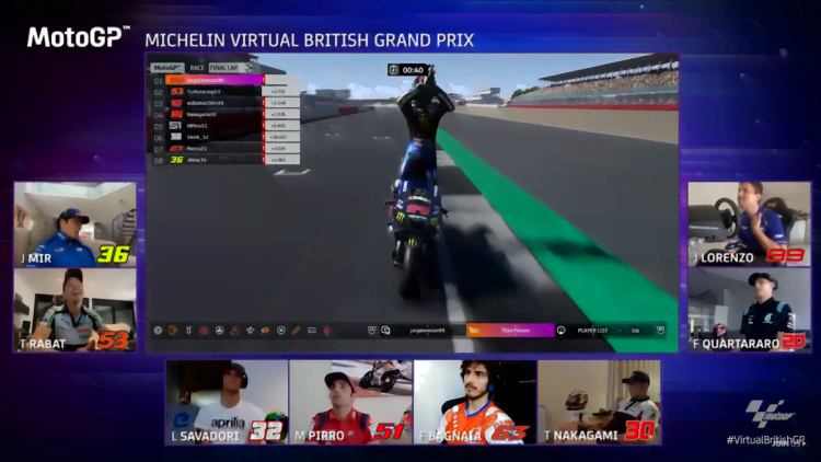 Lorenzo shrugs off crash to win virtual British MotoGP contest on debut