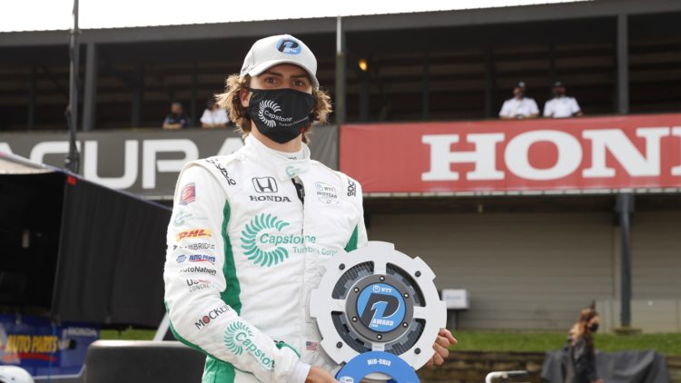 Herta masters wet conditions at Mid-Ohio, earns pole for race two