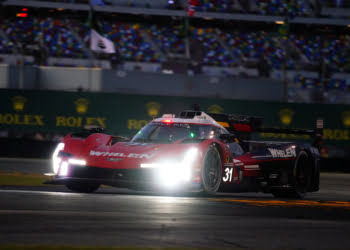 Cadillac leads after eight hours as night falls on Daytona