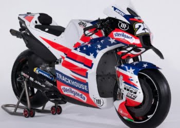 Trackhouse Aprilia reveals patriotic livery for maiden MotoGP campaign