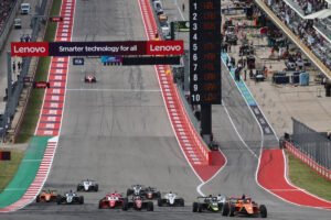 F1 Academy drivers at the start of the sprint race at the Austin Grand Prix