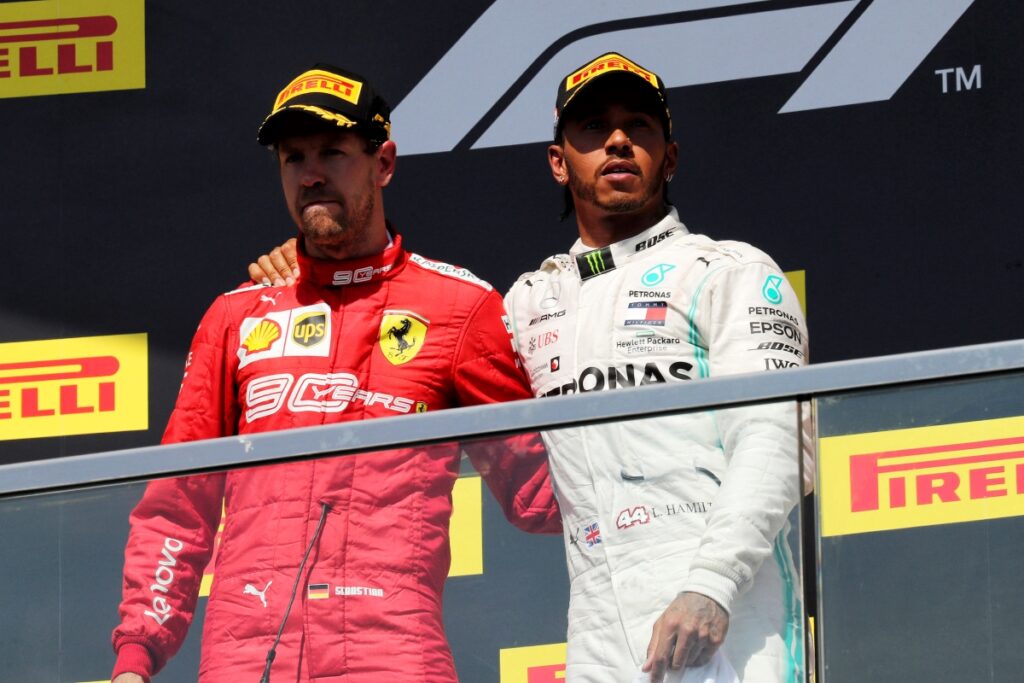 Vettel and Hamilton on the podium