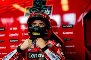 Francesco Bagnaia reacts to MotoGP sprint victory