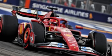 Charles Leclerc drives his Ferrari in Singapore