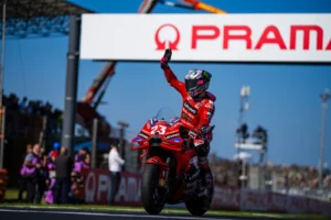 Enea Bastianini took victory at Misano as MotoGP reigning champion Francesco Bagnaia crashed out