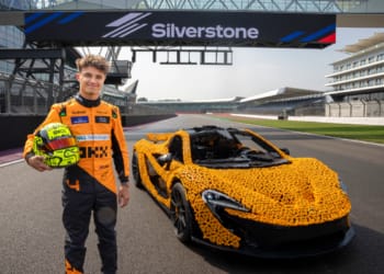 Video: Norris drives full-scale LEGO McLaren P1 at Silverstone