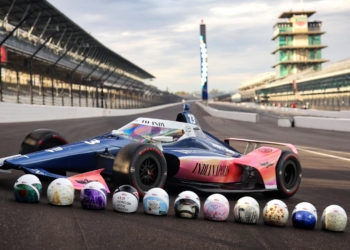 A full set of special helmet designs were created for the collaboration. Photo: IMS