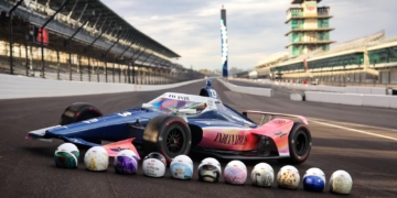 A full set of special helmet designs were created for the collaboration. Photo: IMS