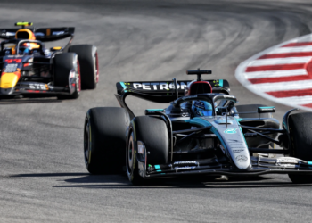 George Russell came through to sixth from the pit lane in the US GP