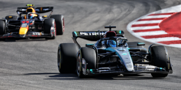 George Russell came through to sixth from the pit lane in the US GP