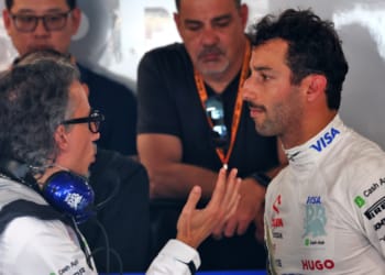 Daniel Ricciardo and Laurent Mekies, Canada 2024