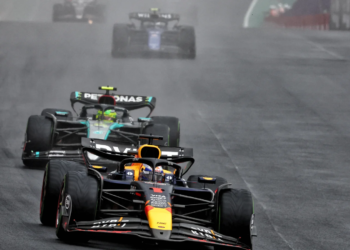 Max Verstappen charged through the pack on the opening lap in Brazil