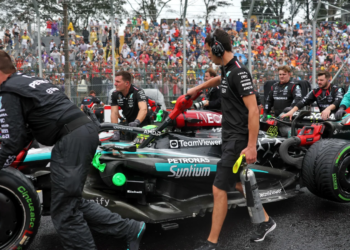 Mercedes received a fine for a tyre pressure infringement on the grid in Brazil