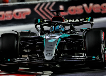 George Russell took pole position in Las Vegas