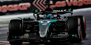 George Russell took pole position in Las Vegas