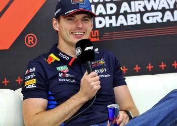 Max Verstappen (NLD) Red Bull Racing in the FIA Press Conference. 05.12.2024. Formula 1 World Championship, Rd 24, Abu Dhabi Grand Prix, Yas Marina Circuit, Abu Dhabi, Preparation Day