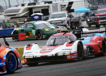 Laurens Vanthoor headed a 1-2 formation for Porsche Penske at the 24 Hours of Daytona