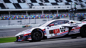 Ben Keating's car, the #91 TrackHouse by TF Sport Corvette Z06 GT3.R, at Daytona 24 Hours in 2025.