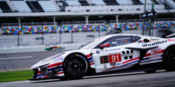 Ben Keating's car, the #91 TrackHouse by TF Sport Corvette Z06 GT3.R, at Daytona 24 Hours in 2025.