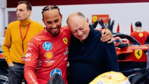Lewis Hamilton and Fred Vasseur, 2025