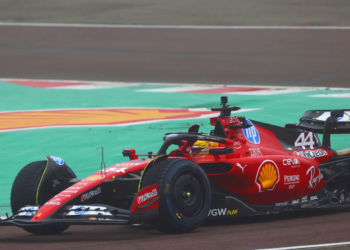 Lewis Hamilton makes his debut outing in a Ferrari F1 car