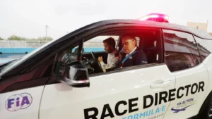 Sam Bird (GBR), Envision Virgin Racing, in the Race Directorâ??s car during the Ad Diriyah E-prix at Riyadh Street Circuit on December 15, 2018 in Riyadh Street Circuit, Saudi Arabia