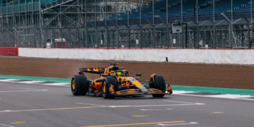 McLaren has launched its 2025 F1 challenger at Silverstone in a special camo livery - Credit: McLaren
