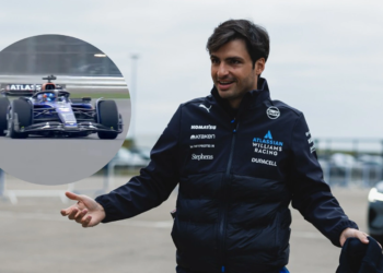 Carlos Sainz was the first out on track in the new Williams FW47