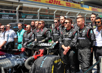 aption Mercedes AMG F1 on the grid. 23.06.2024. Formula 1 World Championship, Rd 10, Spanish Grand Prix, Barcelona, Spain, Race Day