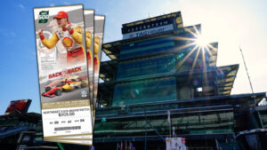 Double images of Newgarden's car and celebration will adorn each ticket. Ticket image: IMS