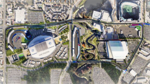 The GP of Arlington track layout winds around two stadiums. Image: GP of Arlington