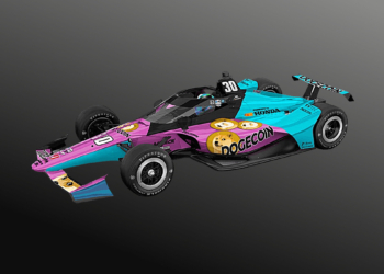 The "Turbowave" livery is one of three options fans can choose from. Image: Dogecoin