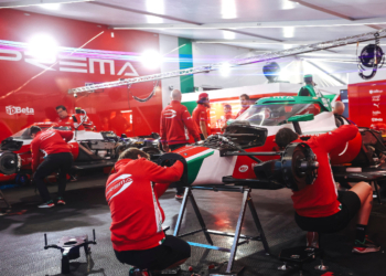 PREMA worked overnight to fix Shwartzman's car after Friday's fire at The Thermal Club. Photo: IndyCar - Chris Owens