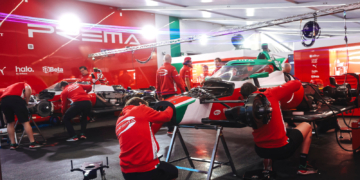 PREMA worked overnight to fix Shwartzman's car after Friday's fire at The Thermal Club. Photo: IndyCar - Chris Owens