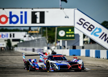 BMW Team RLL's Sheldon van der Linde set the fastest lap time during second free practice at Sebring