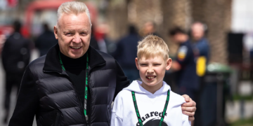 Dmitry Mazepin was a surprise visitor to the F1 testing paddock with his son Stepan