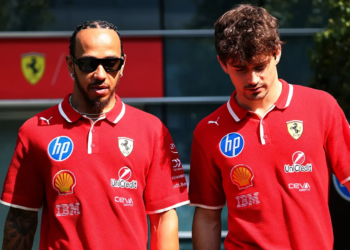Ferrari drivers Lewis Hamilton and Charles Leclerc