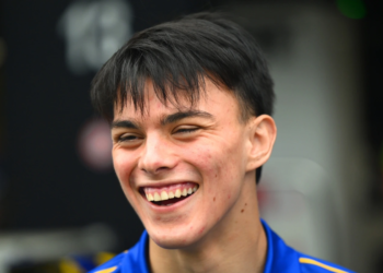 Zane Maloney of Barbados and Lola Yamaha ABT Formula E Team looks on during previews ahead of the Jeddah E-Prix at Jeddah Corniche Circuit on February 12, 2025 in Jeddah, Saudi Arabia