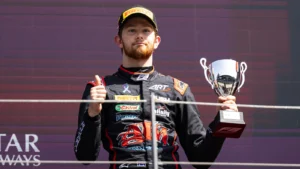 Christian Mansell (GBR) ART Grand Prix celebrates his third position on the podium. 29.06.2024. FIA Formula 3 Championship, Rd 6, Sprint Race, Spielberg, Austria, Saturday
