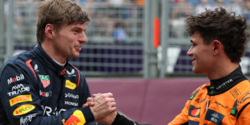 Max Verstappen (NLD), Red Bull Racing Lando Norris (GBR), McLaren F1 Team 15.03.2025. Formula 1 World Championship, Rd 1, Australian Grand Prix, Albert Park, Melbourne, Australia, Qualifying Day