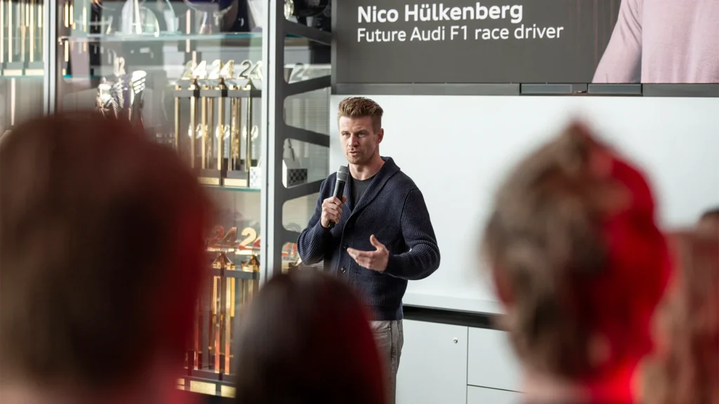 Nico Hulkenberg visited the Audi power unit facility in Germany - Image by Audi F1