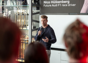 Nico Hulkenberg visited the Audi power unit facility in Germany - Image by Audi F1