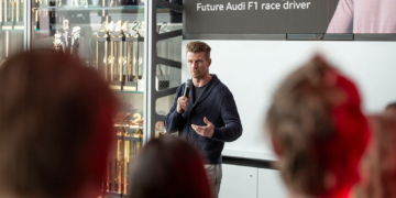 Nico Hulkenberg visited the Audi power unit facility in Germany - Image by Audi F1