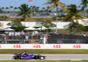 fe1 during Shakedown & Practice ahead of the Miami E-Prix, Round 5 of the 2025 FIA Formula E World Championship at Homestead-Miami Speedway on April 11, 2025 in Homestead, Florida