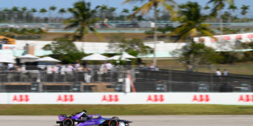 fe1 during Shakedown & Practice ahead of the Miami E-Prix, Round 5 of the 2025 FIA Formula E World Championship at Homestead-Miami Speedway on April 11, 2025 in Homestead, Florida