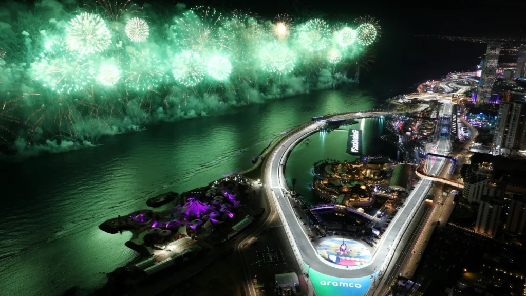 Circuit atmosphere - fireworks display at the end of the race. 09.03.2024. Formula 1 World Championship, Rd 2, Saudi Arabian Grand Prix, Jeddah, Saudi Arabia, Race Day.