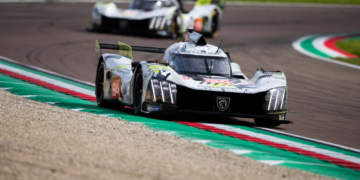 Two Peugeot 9X8s at Imola in the 6 Hours of Imola, 2025.