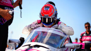 Rosenqvist climbs into the cockpit of his Meyer Shank Racing #60. Photo: Kevin Dejewski