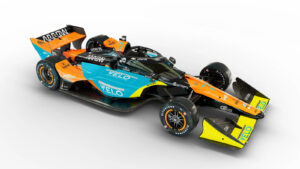 The special livery adds flashes of bright yellow to the front of the car. Image: Arrow McLaren