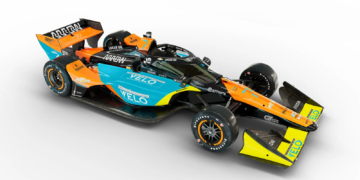 The special livery adds flashes of bright yellow to the front of the car. Image: Arrow McLaren